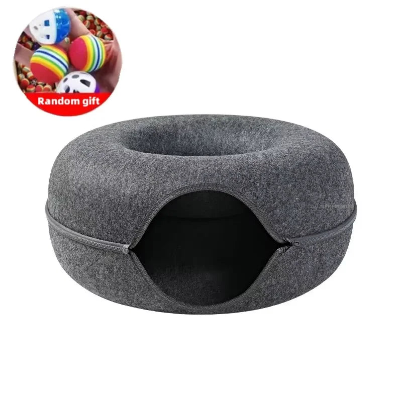 Cozy Cave: Scratch-Resistant Cat Tunnel Bed