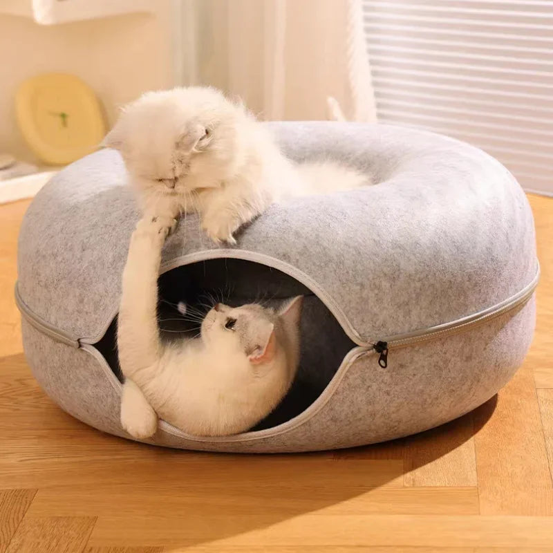 Cozy Cave: Scratch-Resistant Cat Tunnel Bed