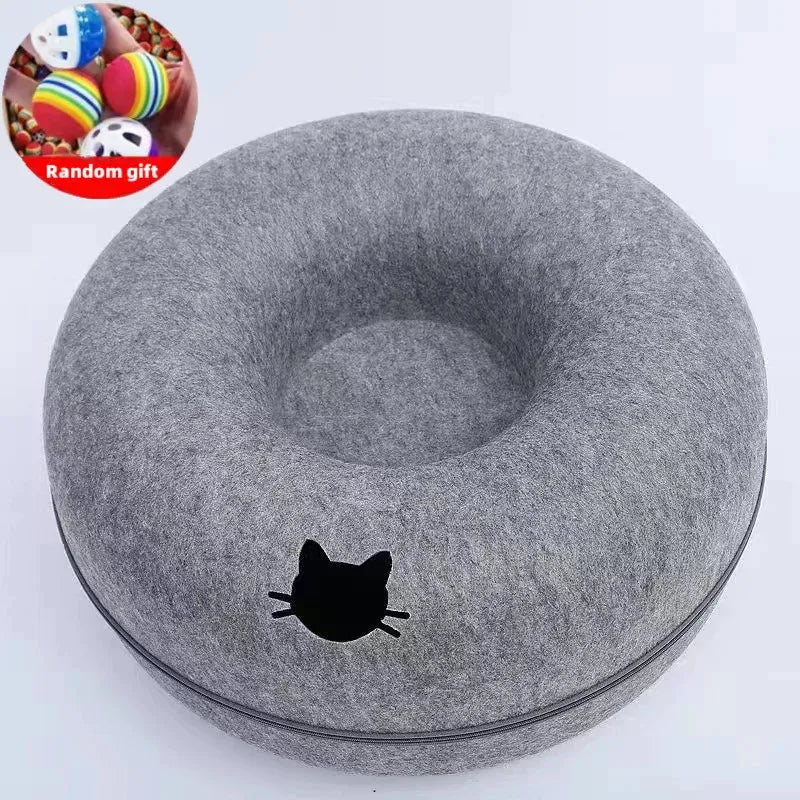 Cozy Cave: Scratch-Resistant Cat Tunnel Bed