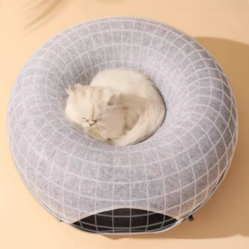 Cozy Cave: Scratch-Resistant Cat Tunnel Bed