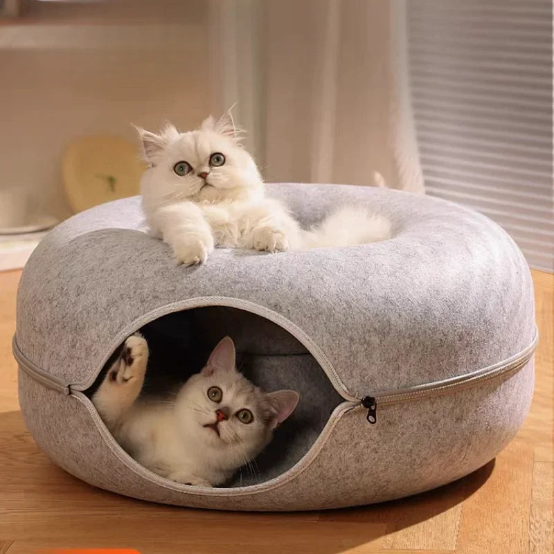Cozy Cave: Scratch-Resistant Cat Tunnel Bed
