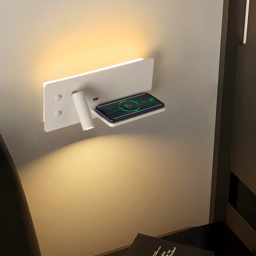 Charge & Shine: LED Wall Lamp with Wireless Charging
