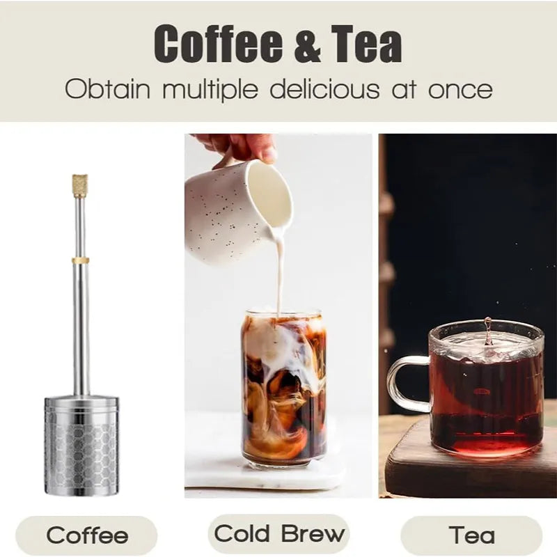 Press & Brew: Stainless Steel Coffee Infuser with Spring Drive