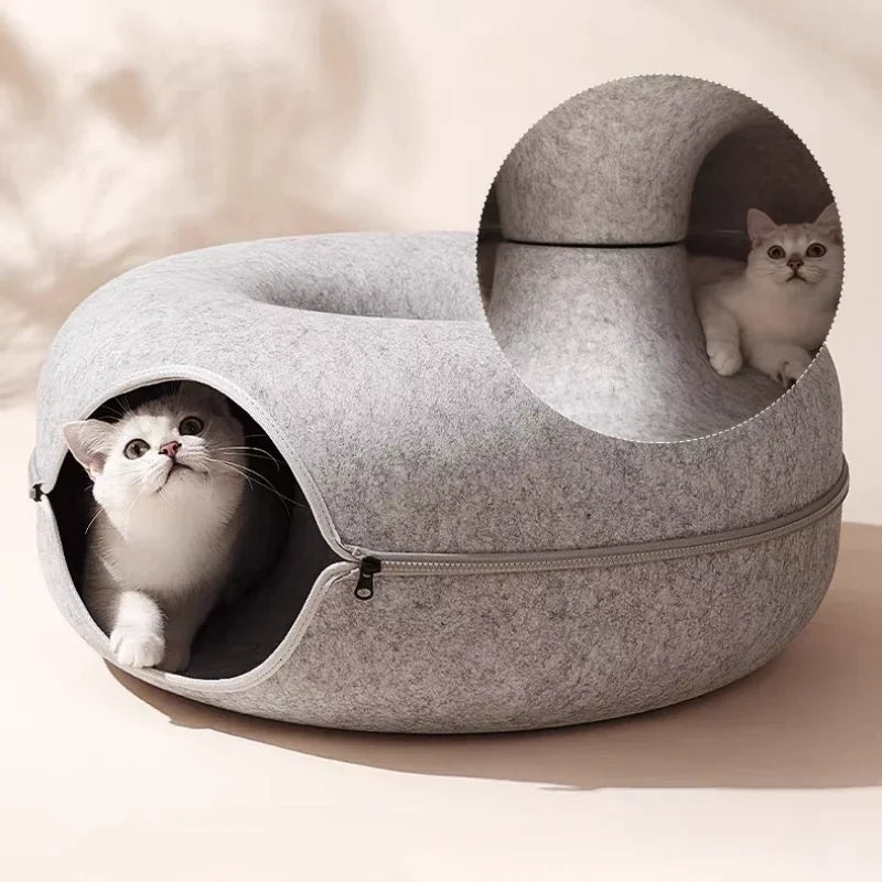 Cozy Cave: Scratch-Resistant Cat Tunnel Bed