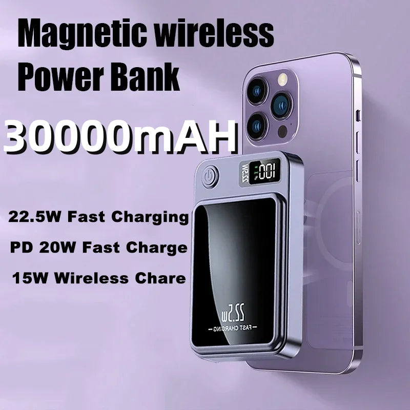 MagnaCharge Pro: 300000mAh Magnetic Wireless Power Bank with PD 20W Fast Charging