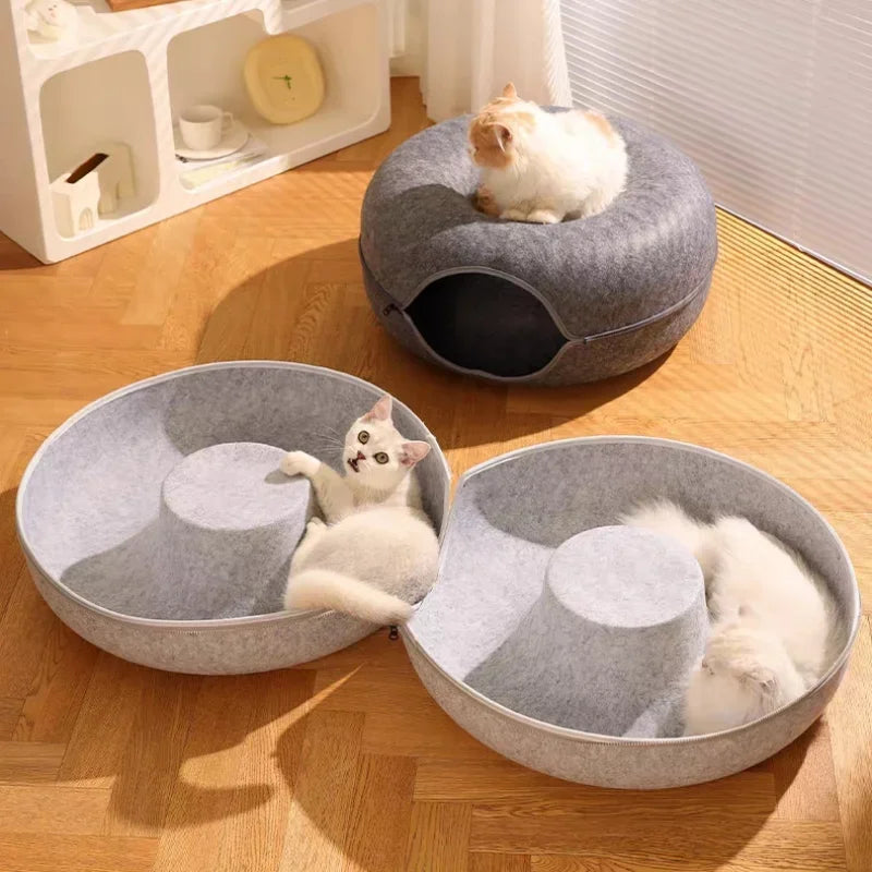 Cozy Cave: Scratch-Resistant Cat Tunnel Bed