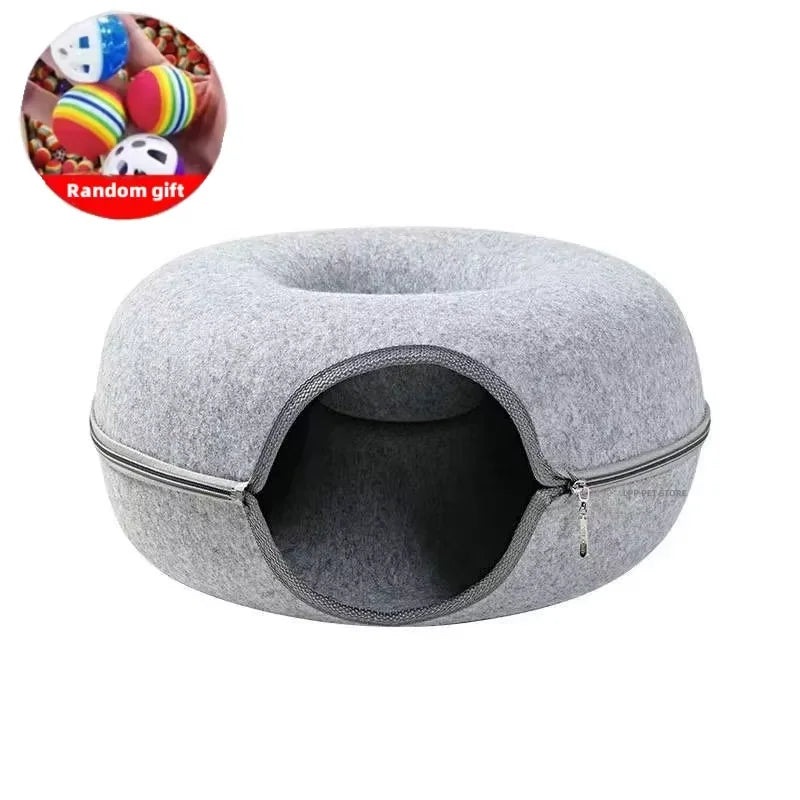 Cozy Cave: Scratch-Resistant Cat Tunnel Bed