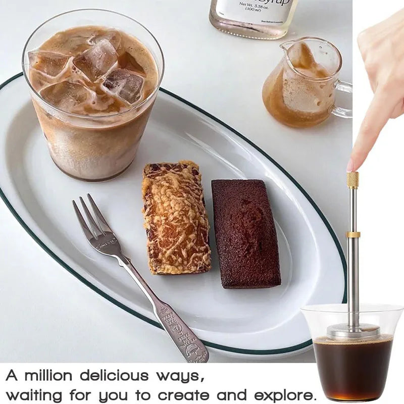 Press & Brew: Stainless Steel Coffee Infuser with Spring Drive