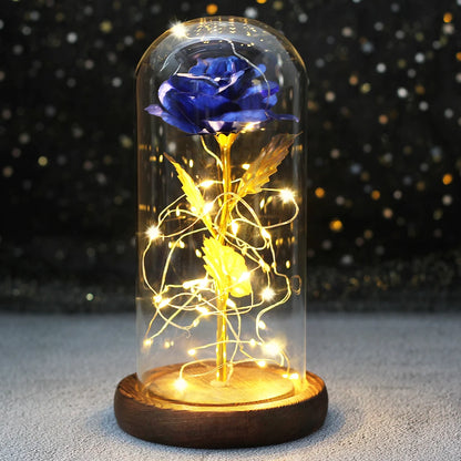 Galaxy Bloom: Enchanted LED Rose in Glass Dome