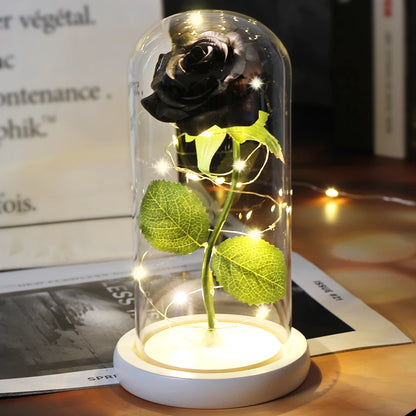 Galaxy Bloom: Enchanted LED Rose in Glass Dome