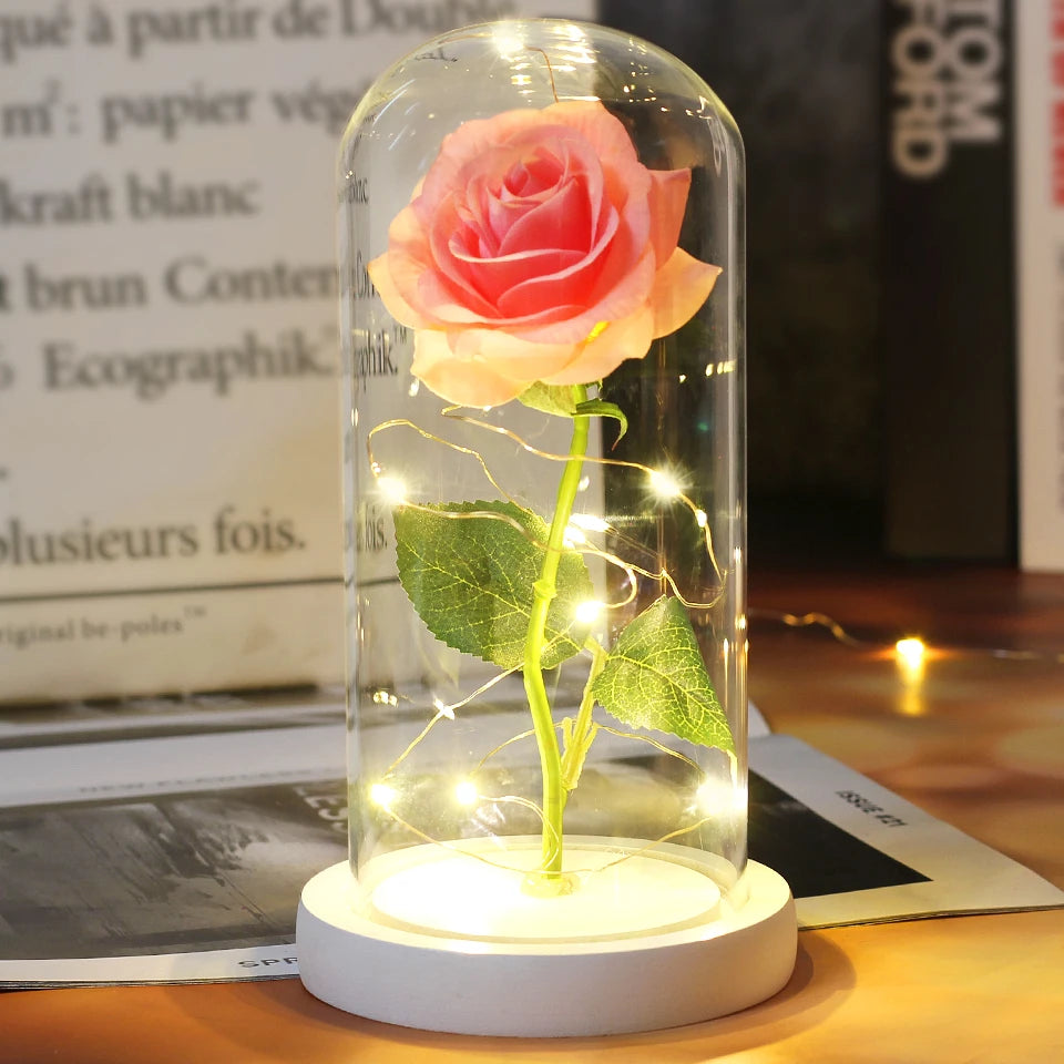 Galaxy Bloom: Enchanted LED Rose in Glass Dome