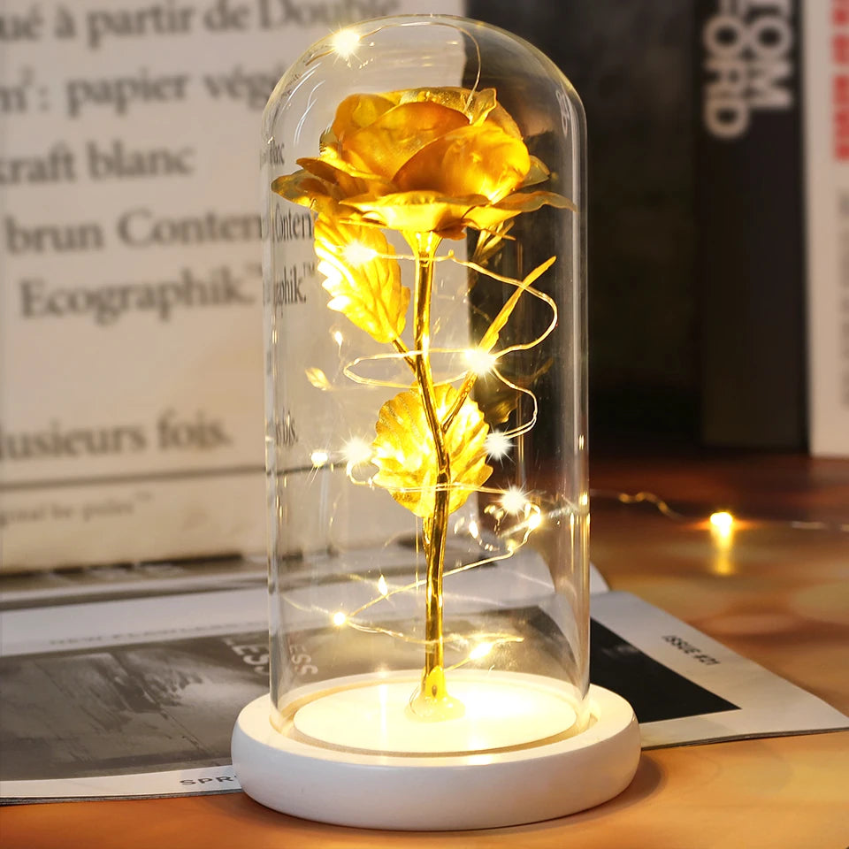 Galaxy Bloom: Enchanted LED Rose in Glass Dome