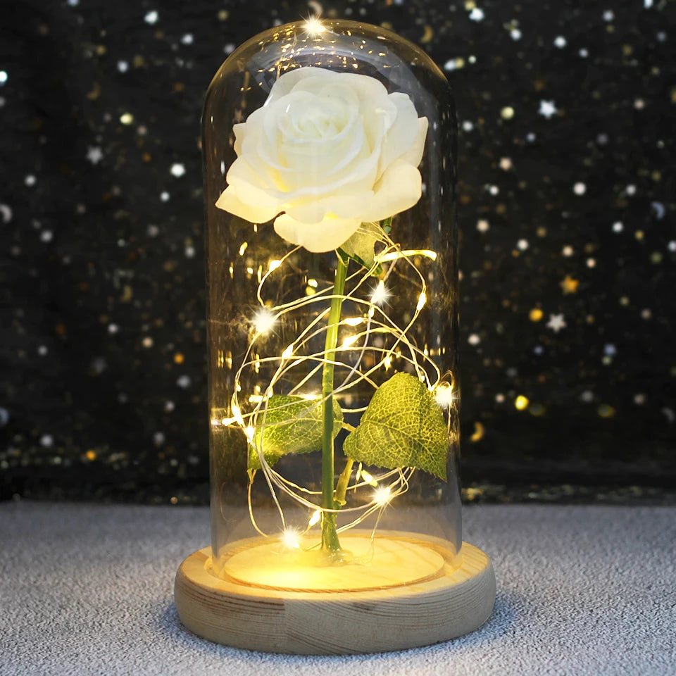 Galaxy Bloom: Enchanted LED Rose in Glass Dome