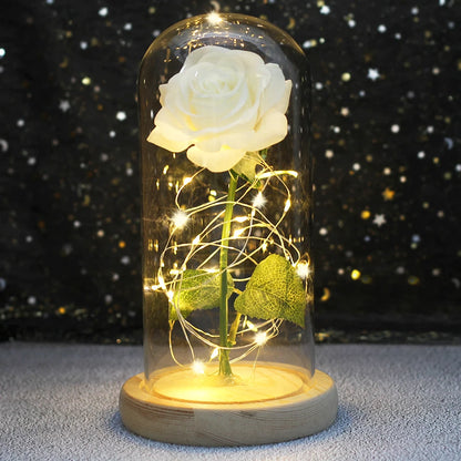 Galaxy Bloom: Enchanted LED Rose in Glass Dome