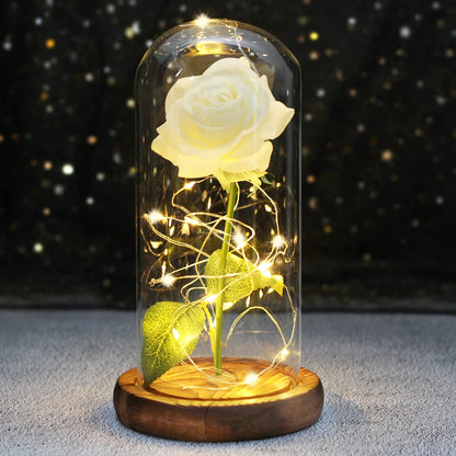 Galaxy Bloom: Enchanted LED Rose in Glass Dome