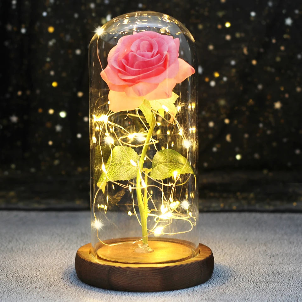 Galaxy Bloom: Enchanted LED Rose in Glass Dome