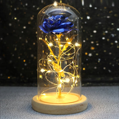 Galaxy Bloom: Enchanted LED Rose in Glass Dome