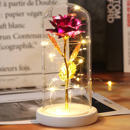 Galaxy Bloom: Enchanted LED Rose in Glass Dome