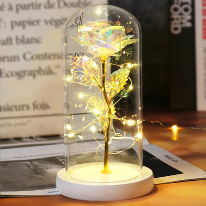 Galaxy Bloom: Enchanted LED Rose in Glass Dome