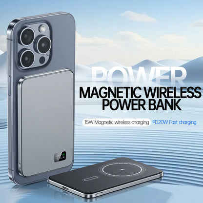 SlimPower: Ultra-Thin Magnetic Wireless Power Bank with LED Display