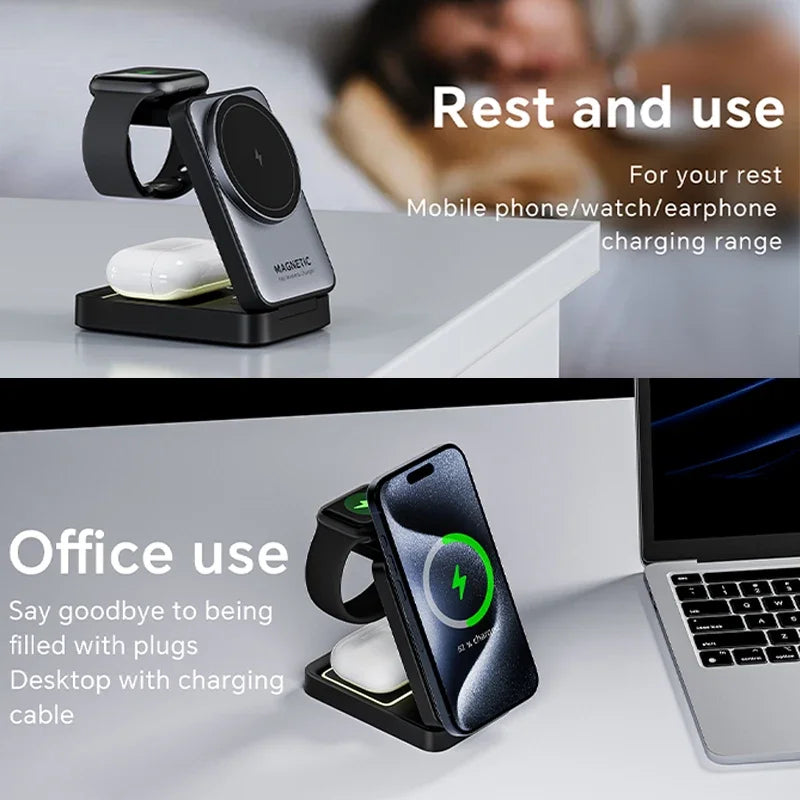 MagTri: 3-in-1 Magnetic Wireless Charging Stand