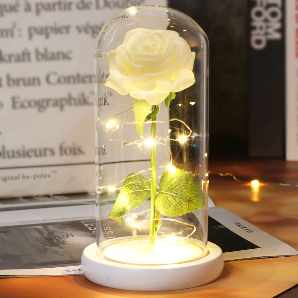 Galaxy Bloom: Enchanted LED Rose in Glass Dome