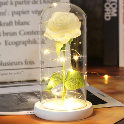 Galaxy Bloom: Enchanted LED Rose in Glass Dome