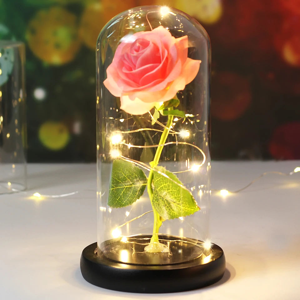 Galaxy Bloom: Enchanted LED Rose in Glass Dome