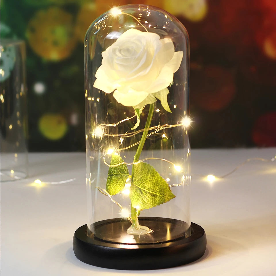 Galaxy Bloom: Enchanted LED Rose in Glass Dome