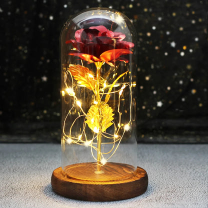 Galaxy Bloom: Enchanted LED Rose in Glass Dome