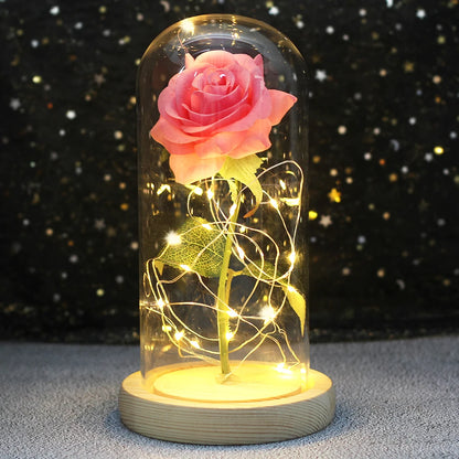 Galaxy Bloom: Enchanted LED Rose in Glass Dome