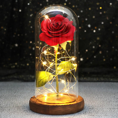 Galaxy Bloom: Enchanted LED Rose in Glass Dome