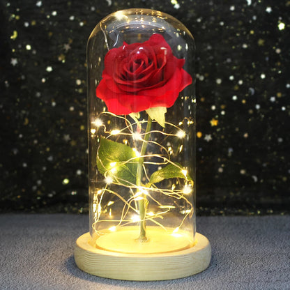 Galaxy Bloom: Enchanted LED Rose in Glass Dome