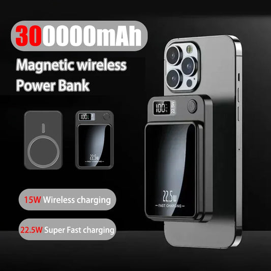 MagnaCharge Pro: Banco de energía inalámbrico magnético de 300 000 mAh con carga rápida PD de 20 W