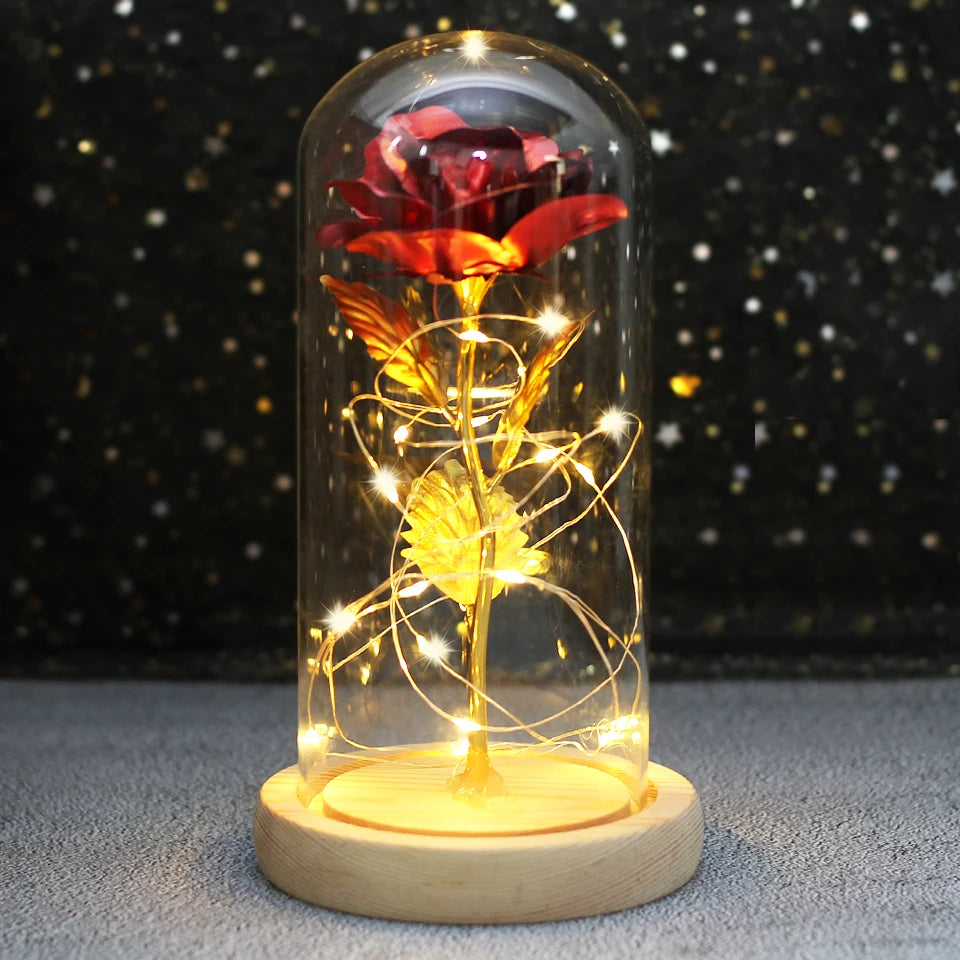 Galaxy Bloom: Enchanted LED Rose in Glass Dome