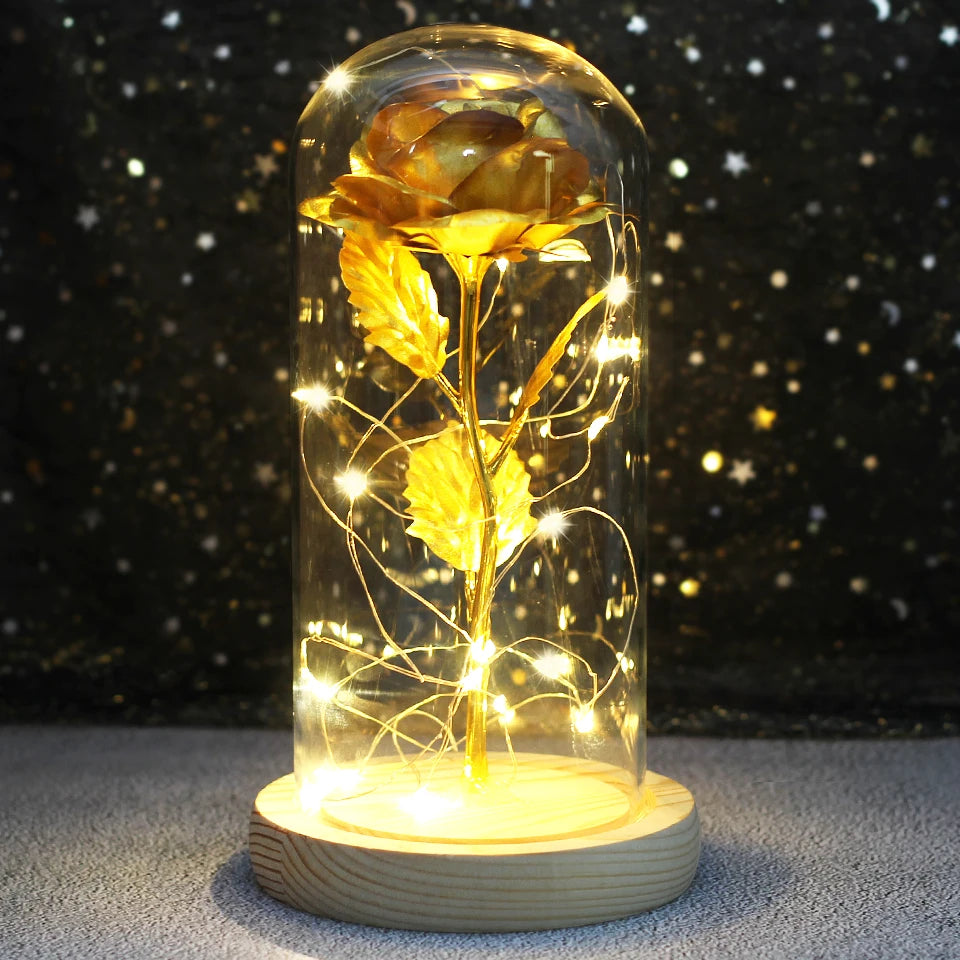 Galaxy Bloom: Enchanted LED Rose in Glass Dome