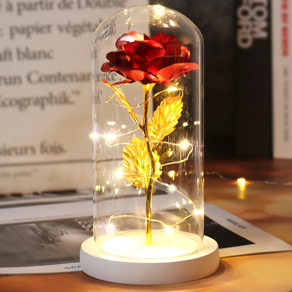 Galaxy Bloom: Enchanted LED Rose in Glass Dome