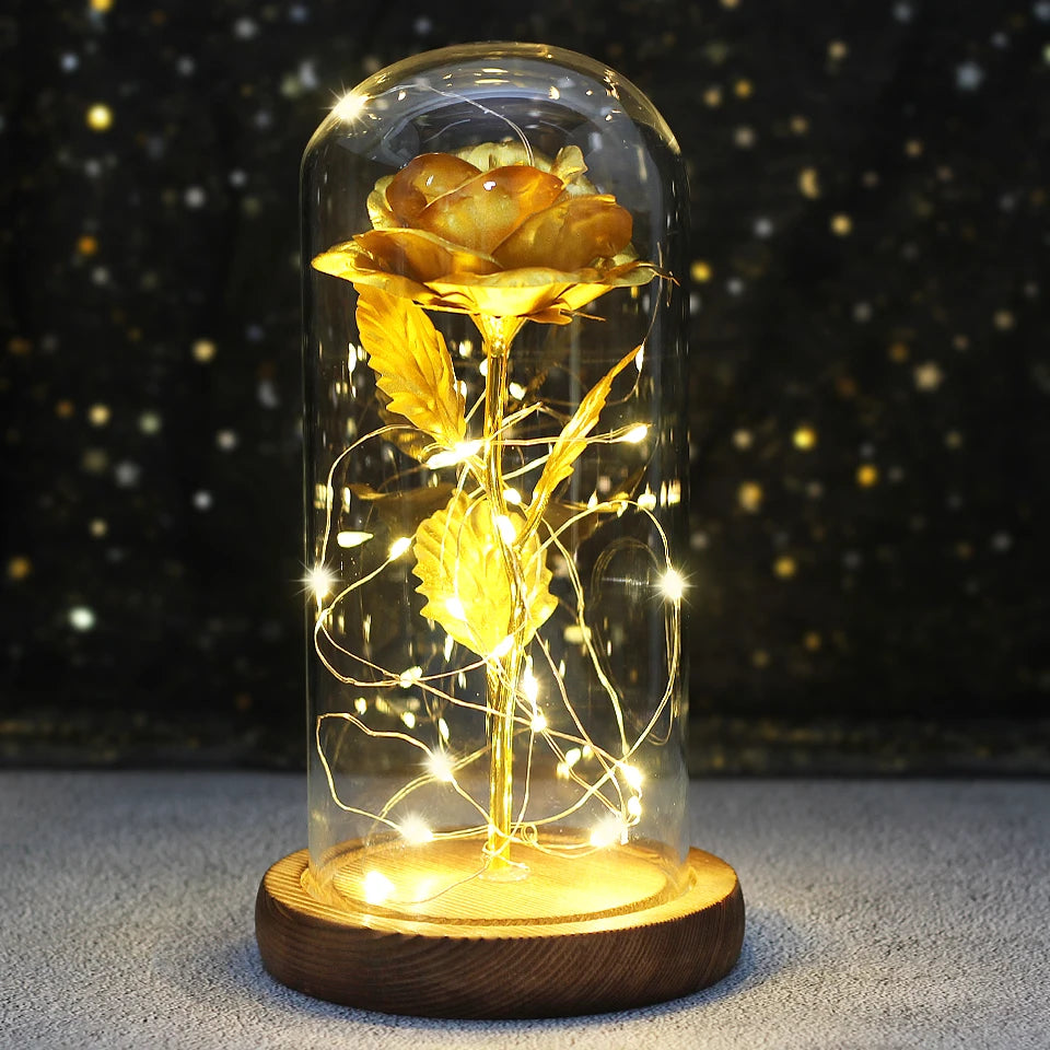 Galaxy Bloom: Enchanted LED Rose in Glass Dome