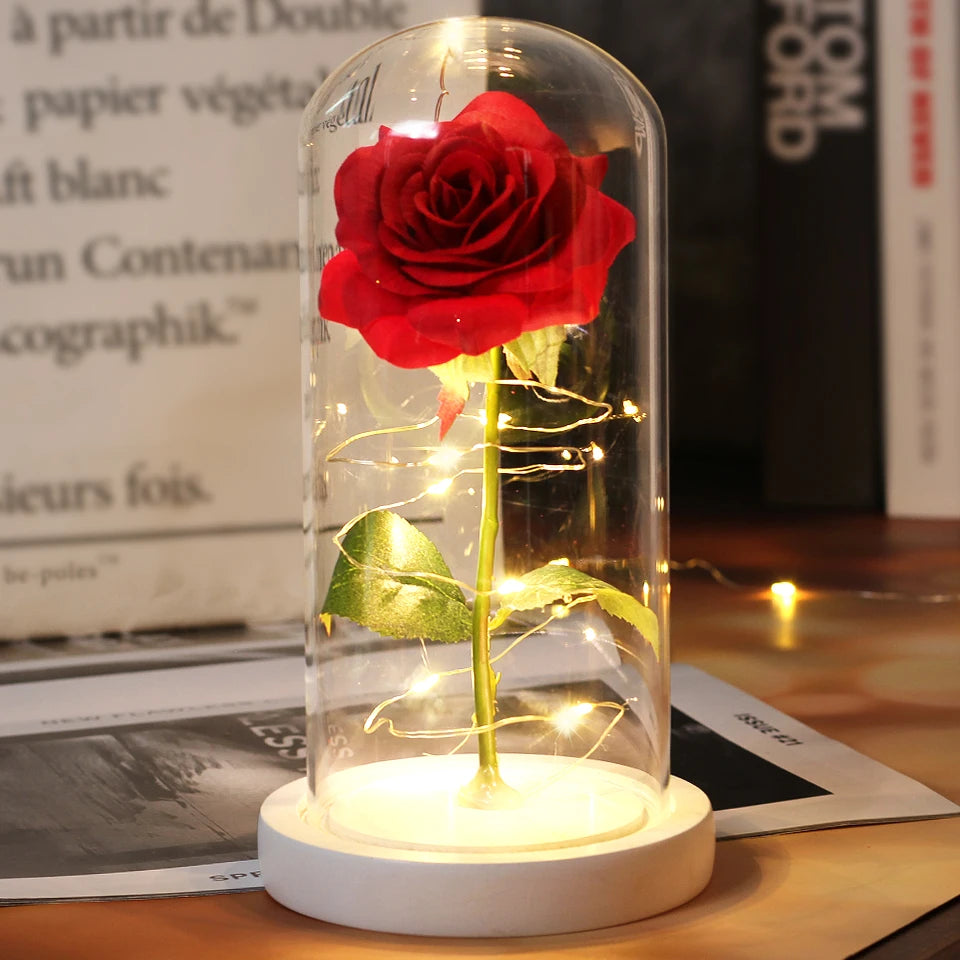 Galaxy Bloom: Enchanted LED Rose in Glass Dome