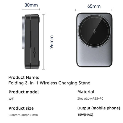 MagTri: 3-in-1 Magnetic Wireless Charging Stand